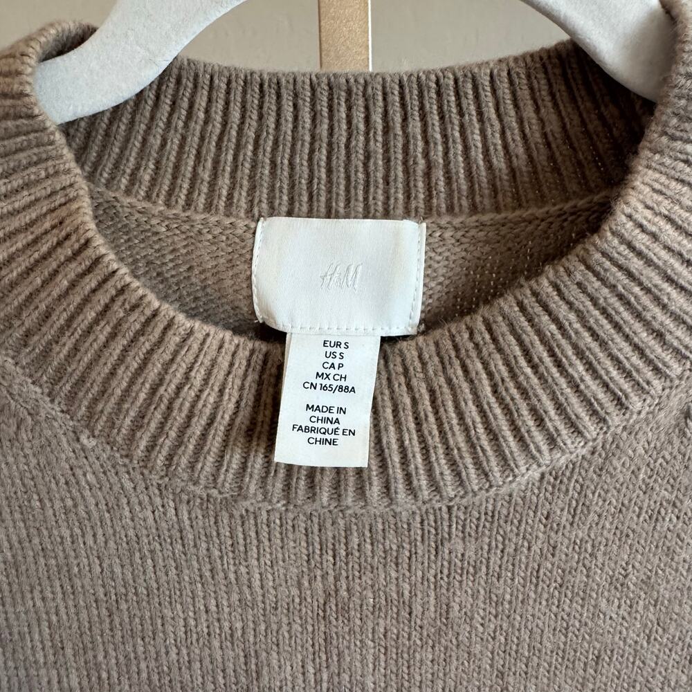 H&M Knitted Sweater Bodycon Dress Beige Long Sleeve S - Picture 6 of 8